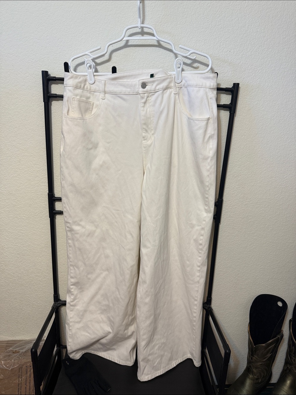 Ivory Wide-Leg Jeans